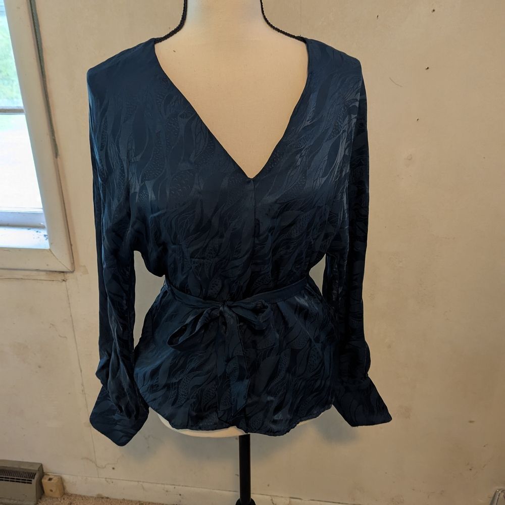Amour Vert Deep Blue Textured Blouse